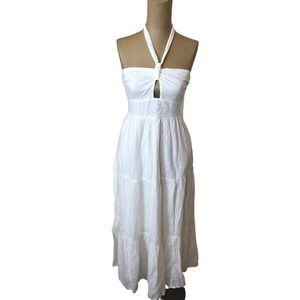NWT Abercrombie and Fitch White Smocked Tie Knot Halter Dress Size xs